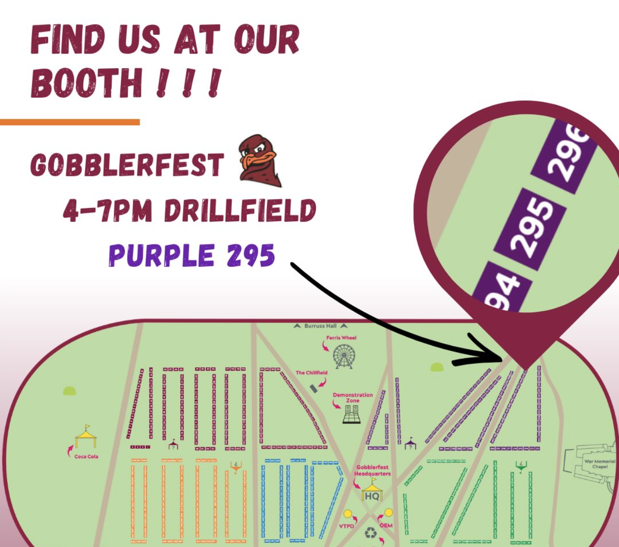 ⏳it’s about to be time! 🦃 Come visit us in the Purple section table #295 on the📍Drillfield from 4-7pm today!!!  #Gobblerfest2026 #Diggeridoos #DigOrDie #AllMajorsWelcome
